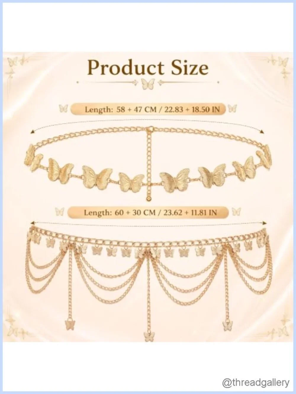 2Pc Gold Concho Chain Belts Set Layered Waist Jewelry